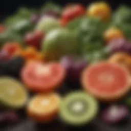 Colorful assortment of fresh vegetables and fruits