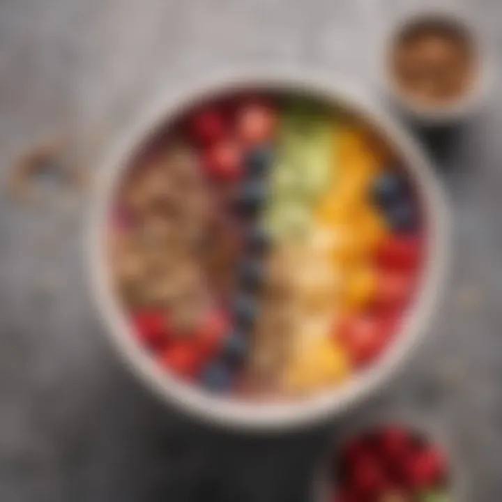 A colorful smoothie bowl with toppings illustrating healthy eating