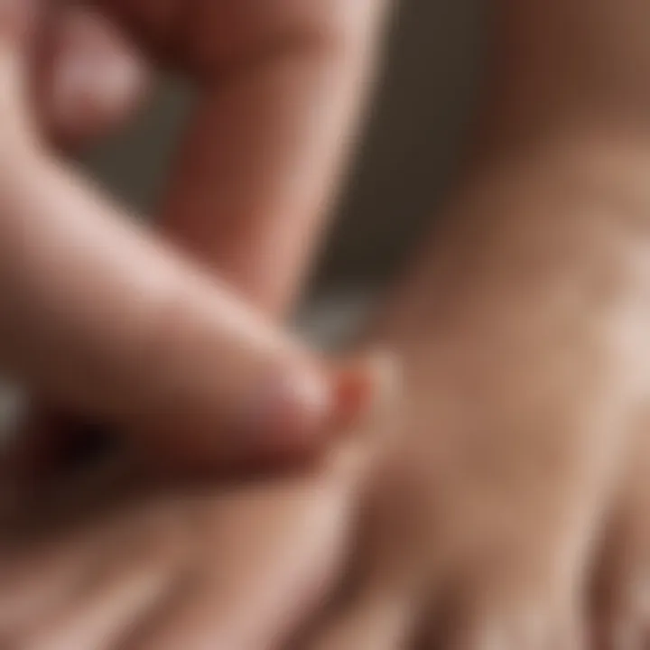 Foot care professional examining toenails