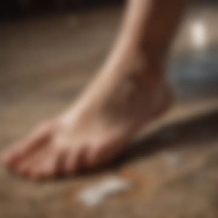 Close-up of cracked and peeling foot skin