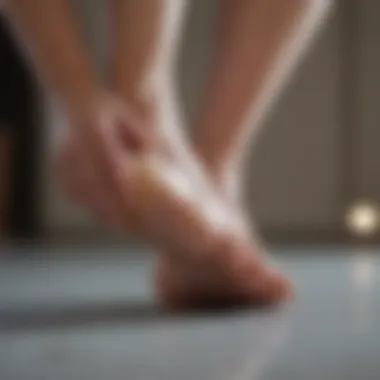 Medical professional examining a foot with peeling skin