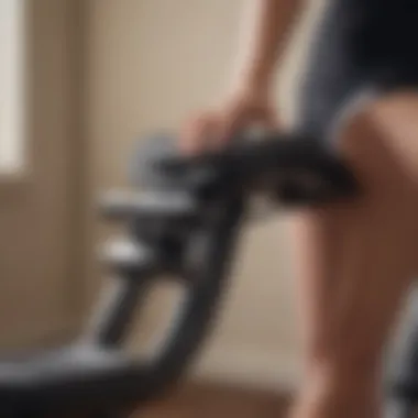 Adjustable Backrest Feature Close-up of adjustable backrest on a folding exercise bike