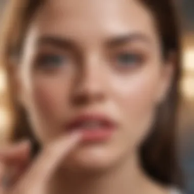 Application of Blistex for Prevention A person applying Blistex on lips to prevent cold sores