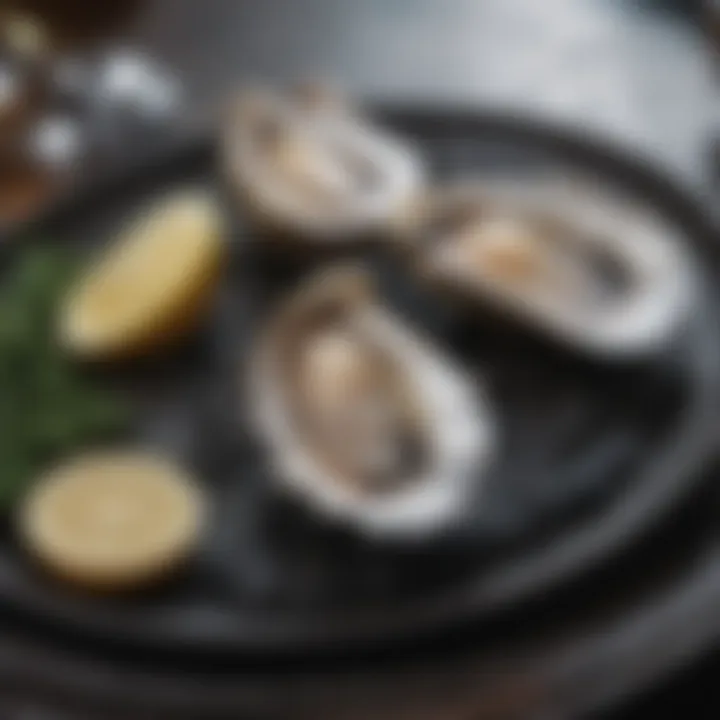 Varieties of oysters on a platter