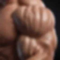 Anatomy of biceps highlighted with muscle fibers