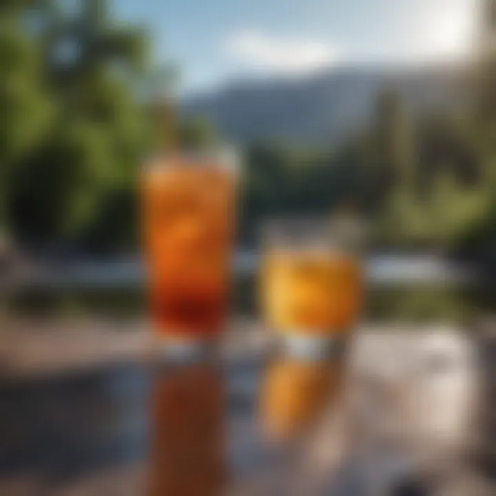 Refreshing non-alcoholic beverage in a scenic setting