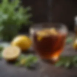 A soothing cup of herbal tea with lemon and honey, symbolizing natural relief for cold symptoms.
