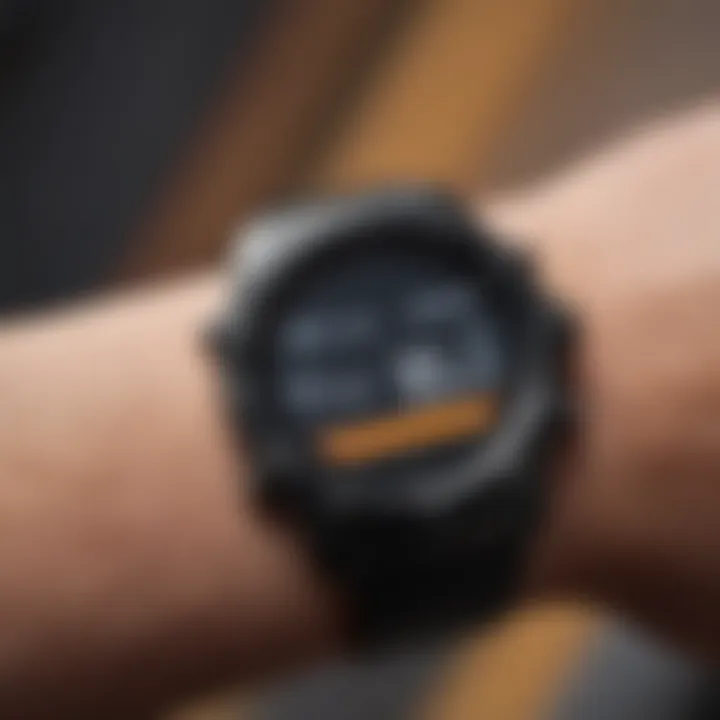 Close-up of fitness watch displaying vital metrics