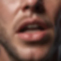 Close-up view of cracked corners of the mouth