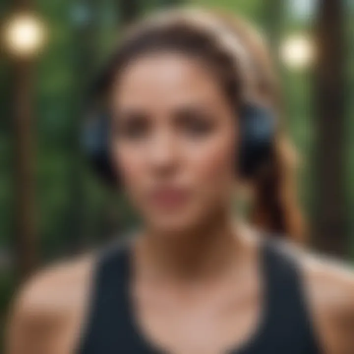 Person engaging in a workout while wearing headphones