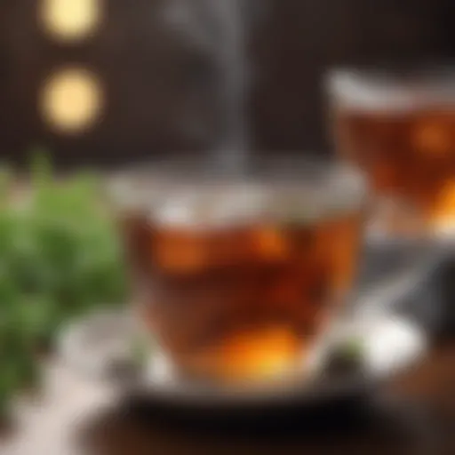 A tranquil cup of herbal tea with steam rising