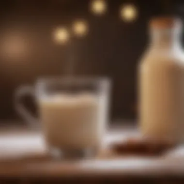Warm Milk with Cinnamon A cozy setting with warm milk and a sprinkle of cinnamon