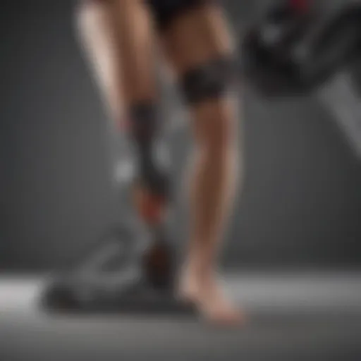 Detailed view of Bowflex leg extension apparatus showcasing its design