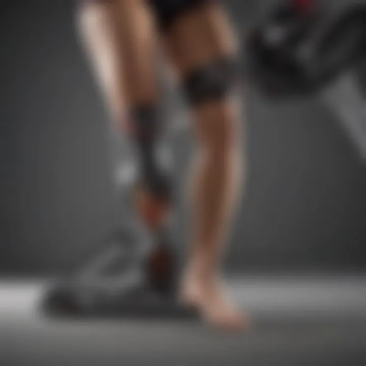 Detailed view of Bowflex leg extension apparatus showcasing its design