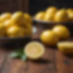 Fresh lemons on a wooden surface