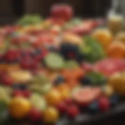 Colorful assortment of healthy foods including fruits and vegetables
