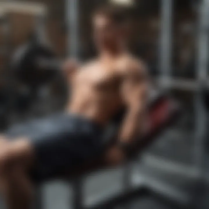 A person performing a bench press, showcasing proper form and technique.