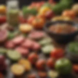 Colorful array of healthy foods for a cutting diet