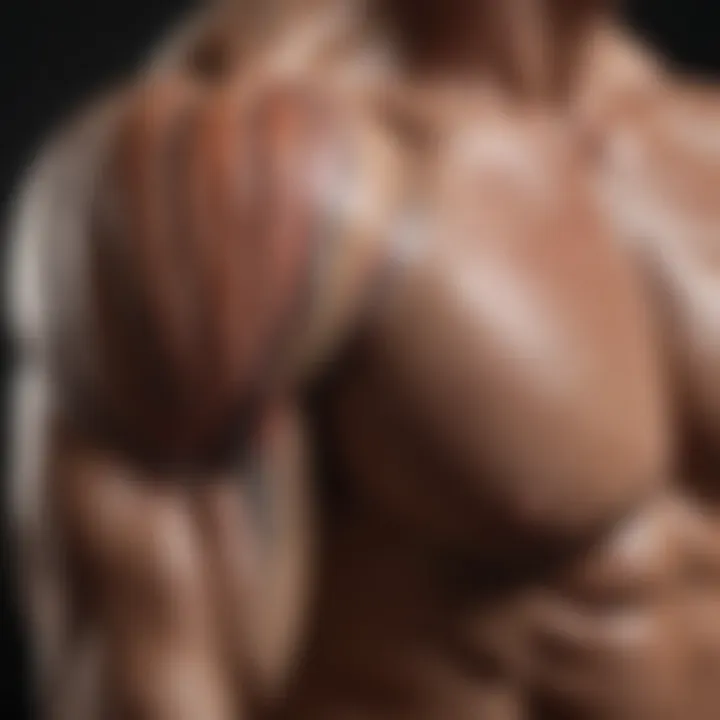 Visual representation of muscle fiber types in the triceps.