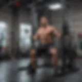 Versatile squat rack bench combo in use