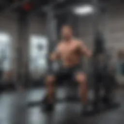 Versatile squat rack bench combo in use