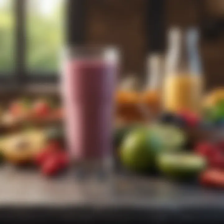 An array of ingredients laid out for smoothie creation