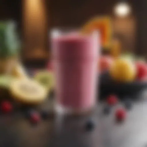 A vibrant protein smoothie filled with fresh fruits