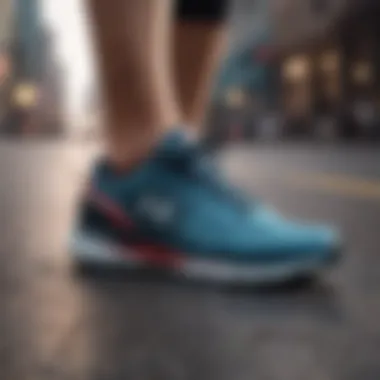 Shoe Traction and Grip in Action Runner's foot landing on pavement showcasing shoe traction and grip
