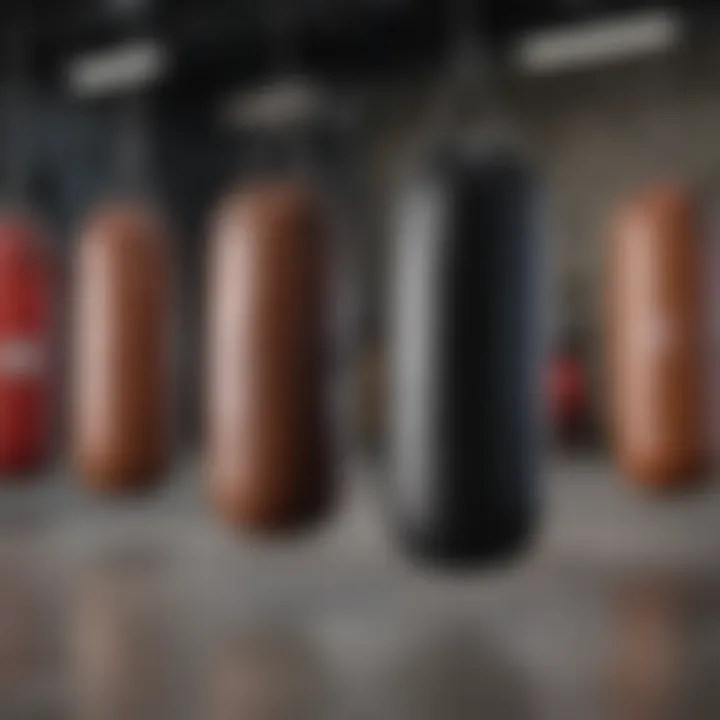 Different types of punch and kick bags displayed for comparison