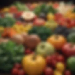 A diverse assortment of fiber-rich vegetables and fruits