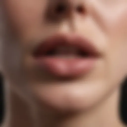 Close-up view of cracked corners of the lips showcasing angular cheilitis symptoms.