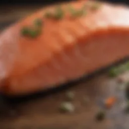 Freshly filleted salmon ready for seasoning