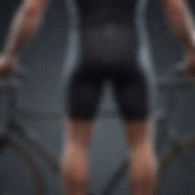 Diagram showing proper fit of cycling shorts on a cyclist