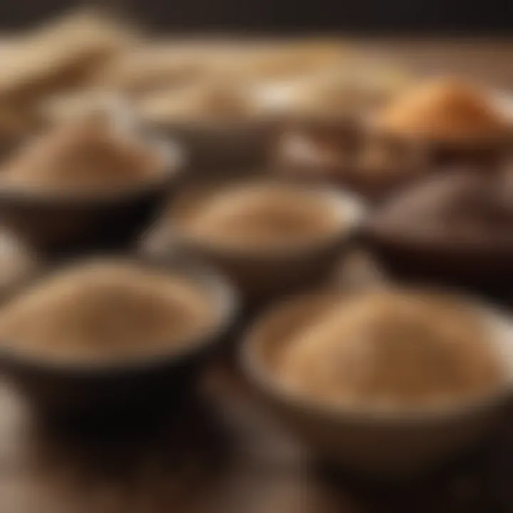 A variety of whole grains in bowls