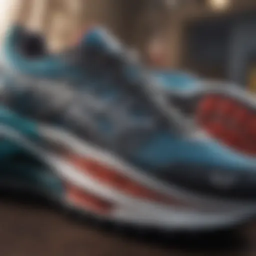 Close-up view of running shoe cushioning technology