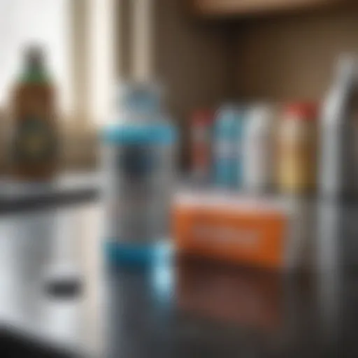 A variety of over-the-counter cold medications arranged on a countertop.