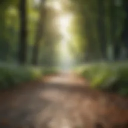 A serene morning walk in the park showcasing nature's beauty.