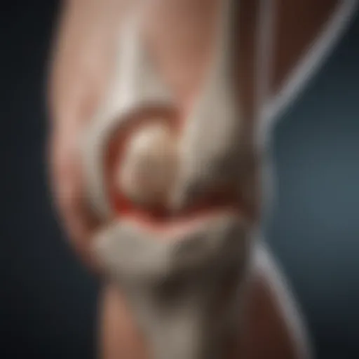 Illustration of a knee joint with highlighted meniscus area.