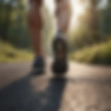 Runner on a scenic road highlighting shoe performance