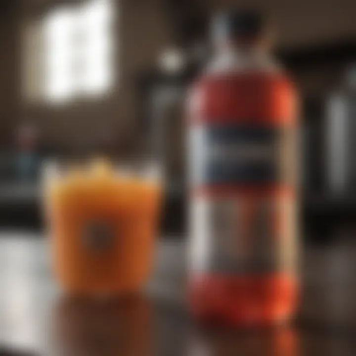 A hydration bottle filled with electrolyte drinks