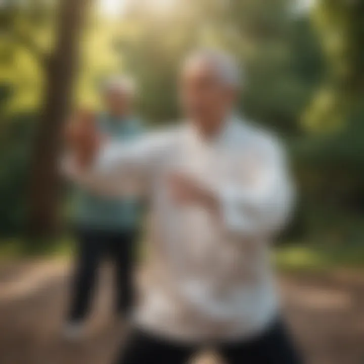 Seniors engaging in tai chi outdoors