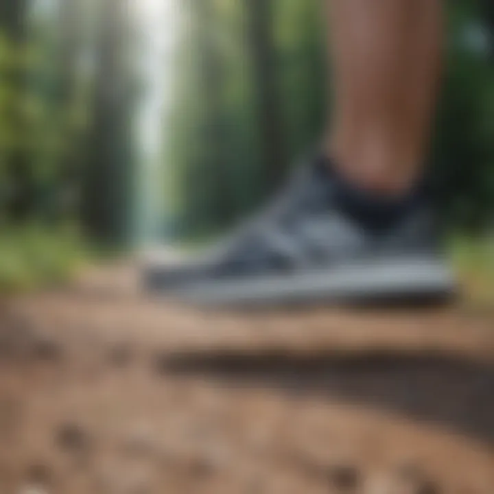 Runner testing the performance of adidas U Path shoes on a trail.