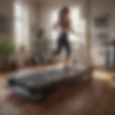 Design Features of Under Desk Treadmills Side view of an under desk treadmill showcasing its design features