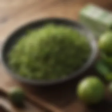An assortment of healthy foods paired with matcha green tea