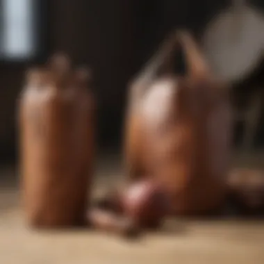 Enhancing Mental Clarity with the Brown Leather Punch Bag Individual meditating beside the brown leather punch bag for mental clarity