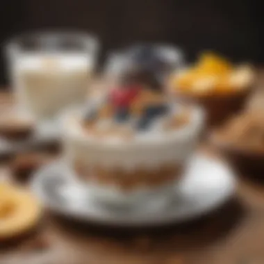 Healthy Breakfast with Yogurt and Granola A healthy breakfast spread featuring yogurt and granola