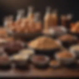 A variety of protein-rich foods displayed on a table