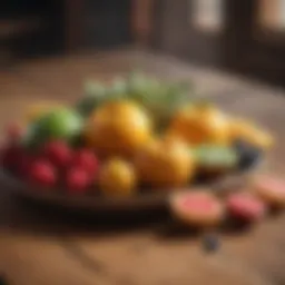 A selection of low-carb fruits on a wooden table