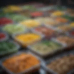 Colorful assortment of healthy frozen meals