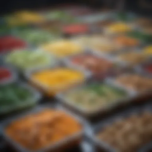 Colorful assortment of healthy frozen meals